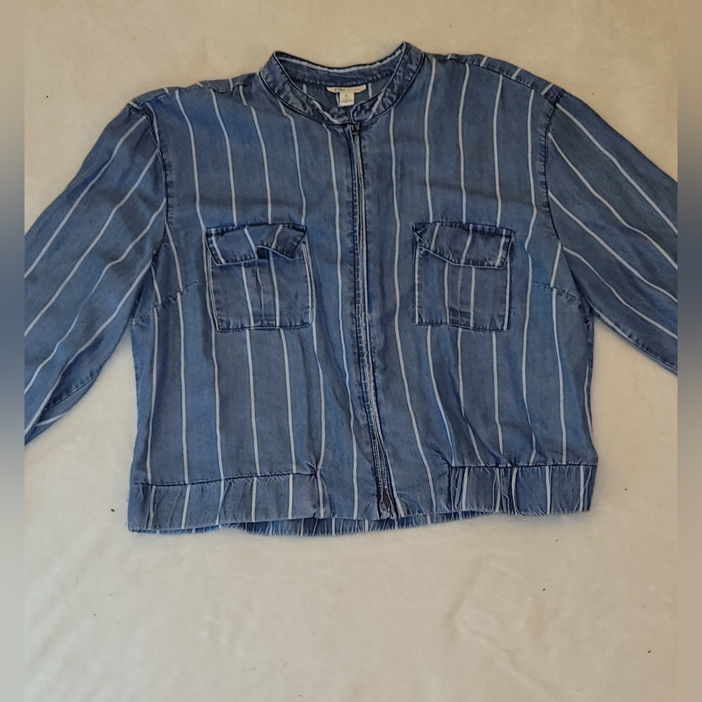 Cato Zipper Denim elastic waist shirt Size XL excellent condition - Picture 1 of 9